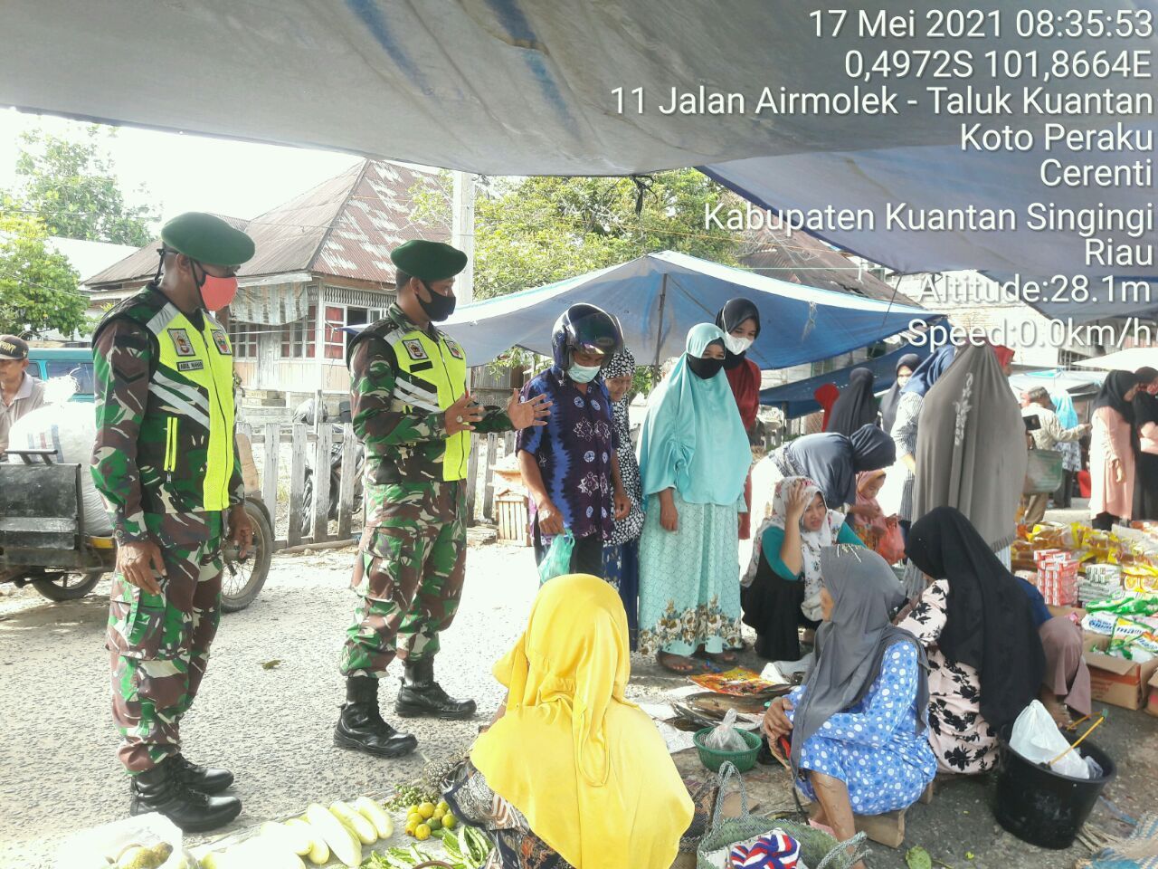 Penegakan Disiplin Protokol Kesehatan Oleh Babinsa Koramil 06/ Cerenti Kodim 0302/Inhu