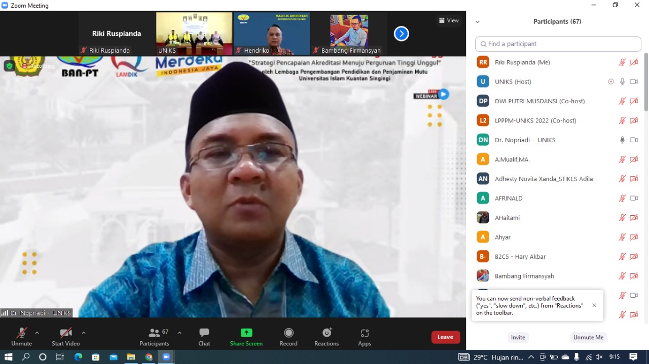 LP3M UNIKS Lakukan Webinar Strategi Pencapaian Akreditasi Menuju Perguruan Tinggi Unggul