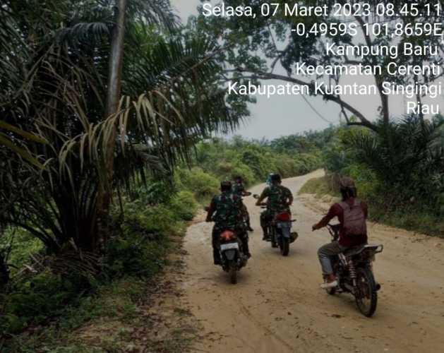 Rutinitas Babinsa Koramil 06/Cerenti Kodim 0302/Inhu Laksanakan Patroli dan Sosialisasi Karhutla Untuk Cegah Kebakaran Hutan Dan Lahan