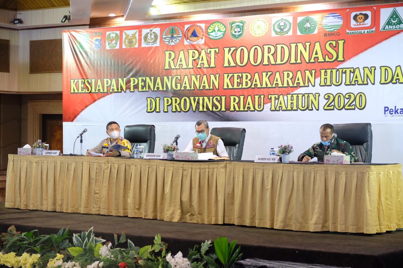 Tindaklanjuti Instruksi Presiden, Polda Riau Gelar Rapat Koordinator Kesiapan Penanganan Kebakaran Hutan dan Lahan 2020.