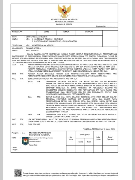 Siapkan Program Periksa Kesehatan Gratis Dan Pembangunan 4 Juta Rumah; Bupati Tandatangani MoU Dengan Mendagri