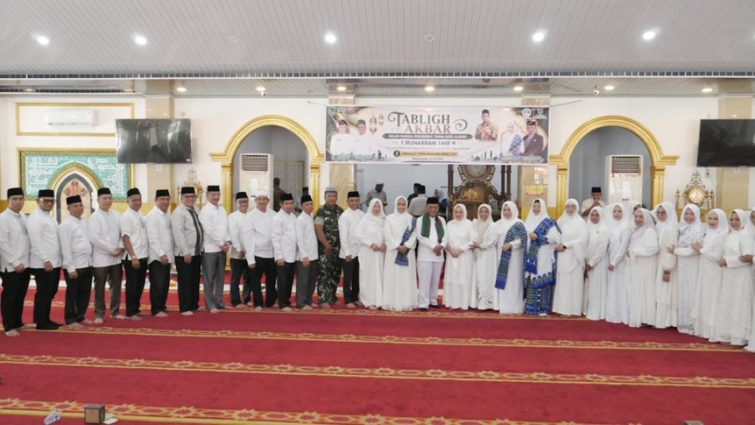 Semarak 1 Muharram 1448 Hijriah, Pemkab Rohil Bersama BKMT, IWAPI, dan Baznas Gelar Tabligh Akbar