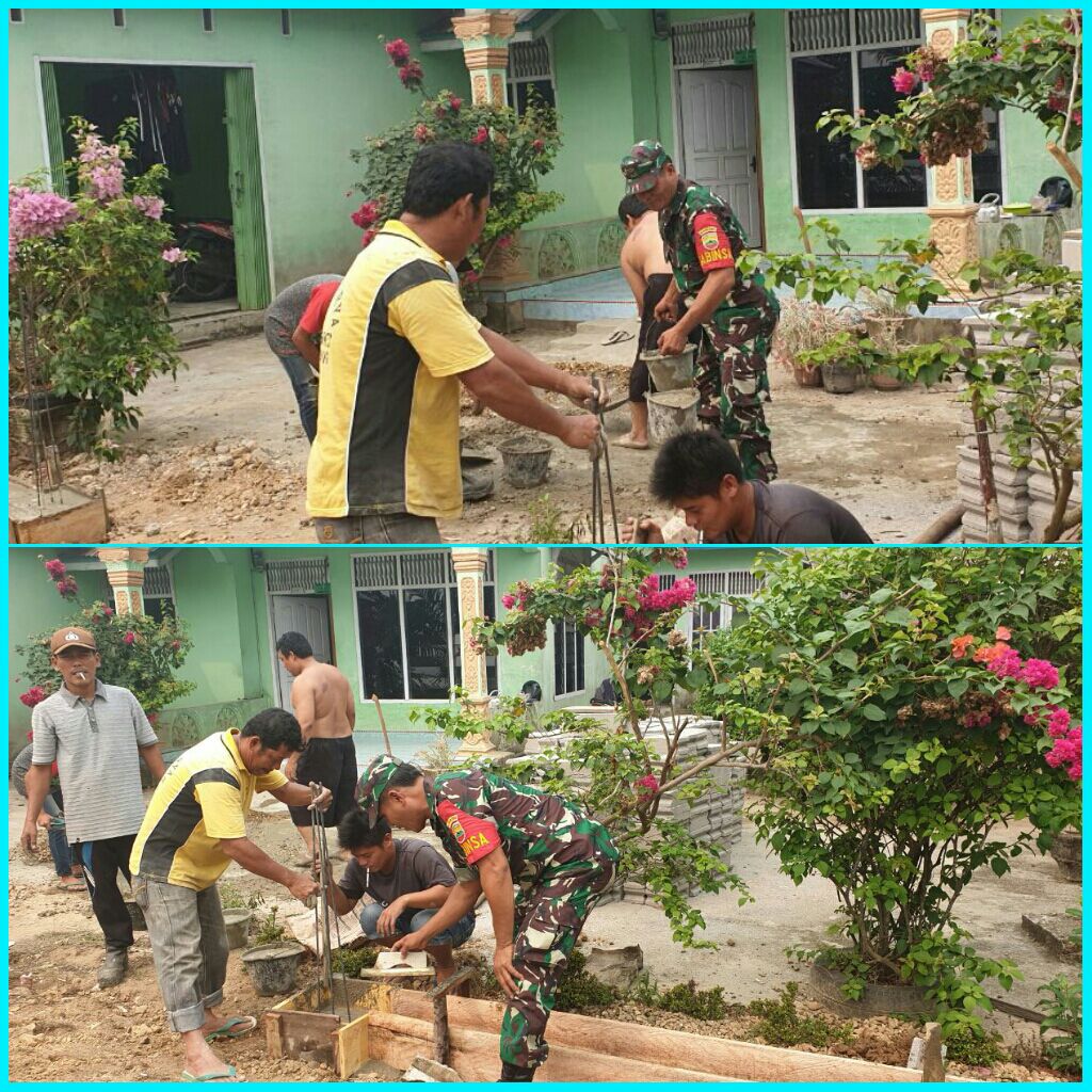 Babinsa Koramil Kuantan Hilir Serda Epy Suanto Gotong Royong Membuat Parit Bersama Masyarakat Desa Rawang Agung Kecamatan Kuantan Hilir Seberang.
