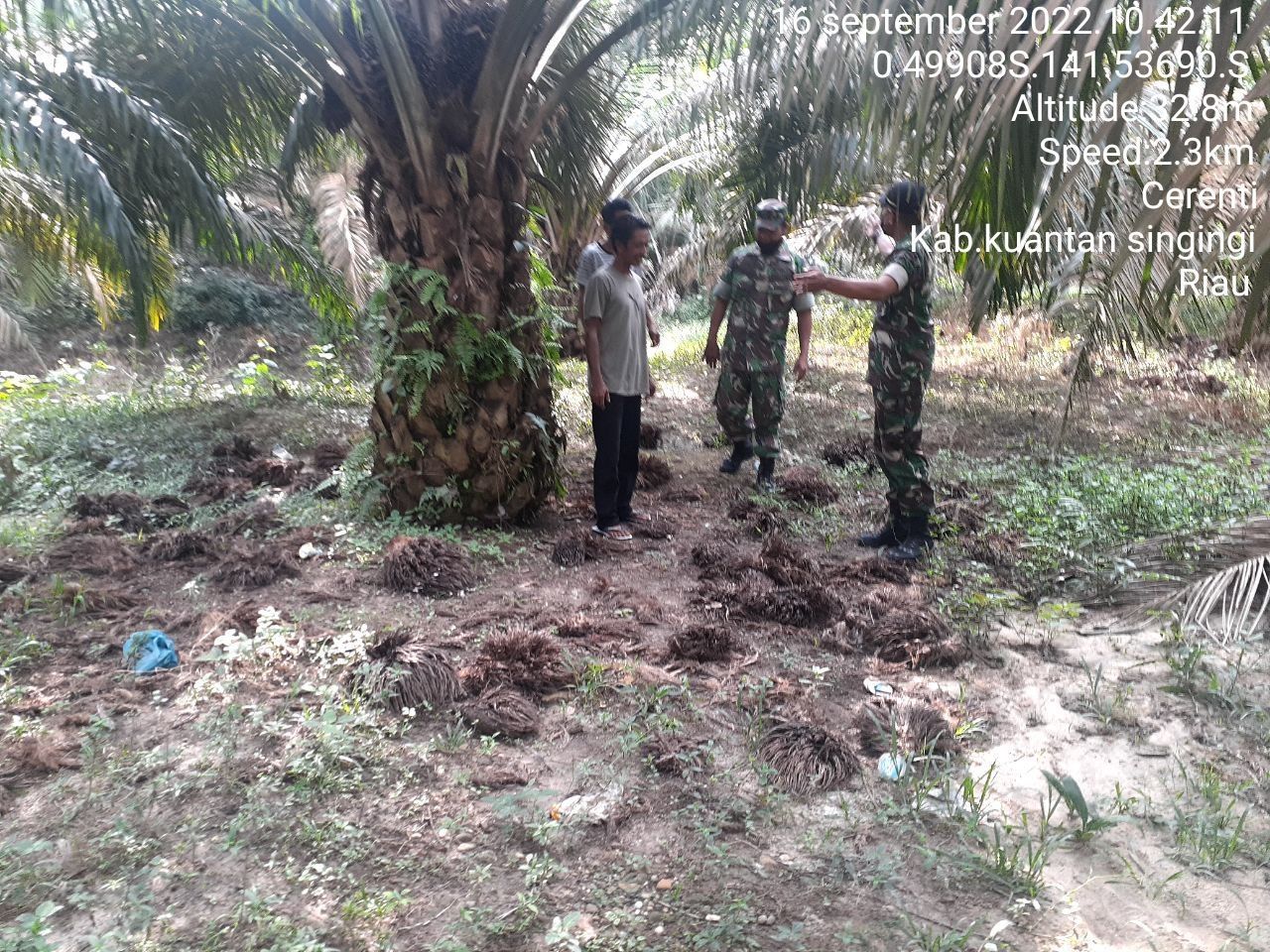 Di Desa Teluk Pauh Cerenti, Babinsa Koramil 06/ Cerenti Dim 0302/ Inhu Tingkatkan Pengawasan Melaksanakan Patroli Karlahut  Sosialisasi Kepada Masyarakat