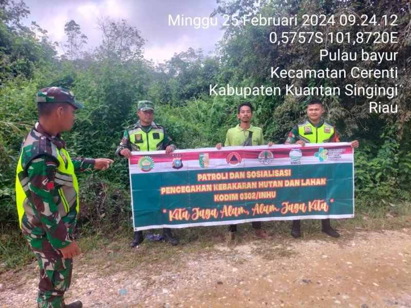 Babinsa Koramil 06/Cerenti Kodim 0302/Inhu Laksanakan Patroli Untuk Cegah Karhutlah 