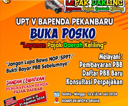 Ringankan Beban Pajak Masyarakat, Bapenda Pekanbaru Buka Lapak Darling Hingga 31 Agustus 2024