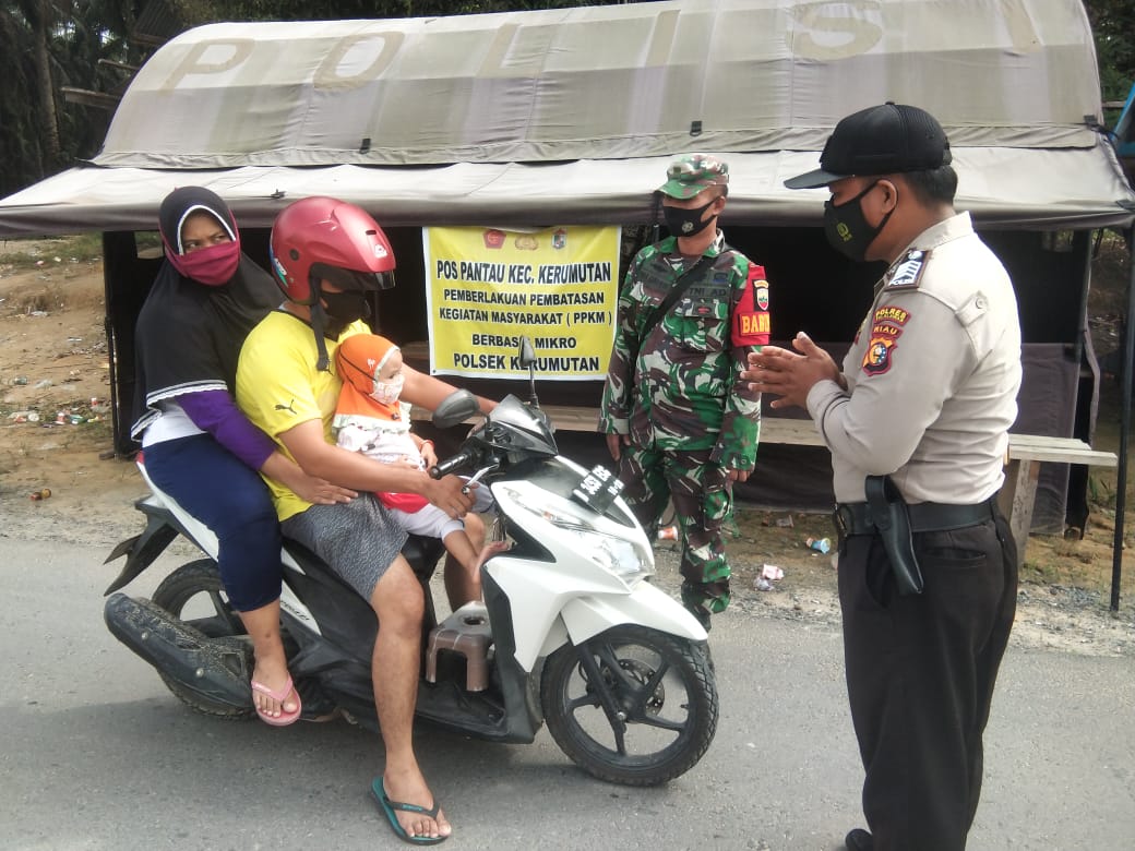 Ini Upaya Polsek Kerumutan dalam Menghambat Penyebaran Covid-19 di Wilkumnya