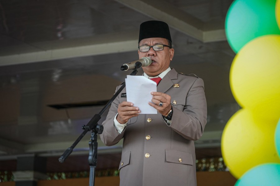 Bupati Kuansing Suhardiman Amby Menjadi Inspektur Upacara Pada Puncak HAB 2026