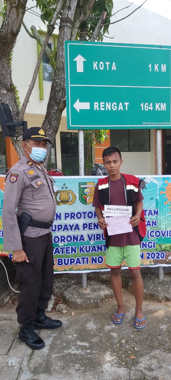 Polres Kuansing Beserta TNI,Sat Pol PP dan Dishub  Tetap Melaksanakan Ops Yustisi Penegakan Hukum Protokol Kesehatan