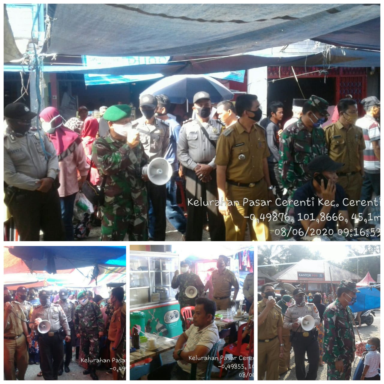 Koramil 06/Cerenti Dim 0302/Inhu Tertibkan Pengunjung Pasar Yang Tidak Menggunakan Masker Untuk Mencegah Penularan Covid-19.