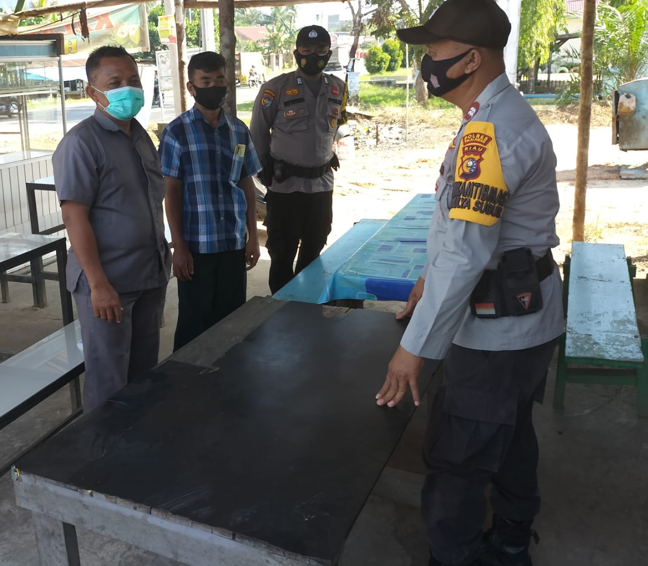 Polsek Pangkalan Lesung Sampaikan Imbauan Prokes Covid-19