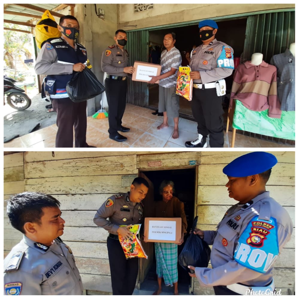 Kapolsek Singingi Lakukan Kegiatan Pemberian Bantuan Sembako Kepada Masyarakat yang Kurang Mampu di Kecamatan Singingi