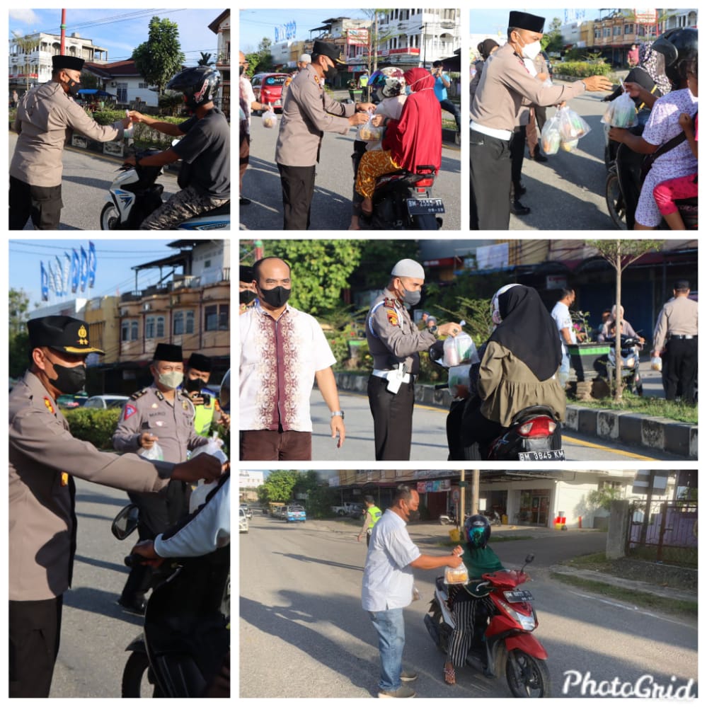 Kapolres Kuansing AKBP Rendra Oktha Dinata, SIK M.Si dan Bhayangkari Berbagi Takjil Sekaligus Santuni Anak Yatim