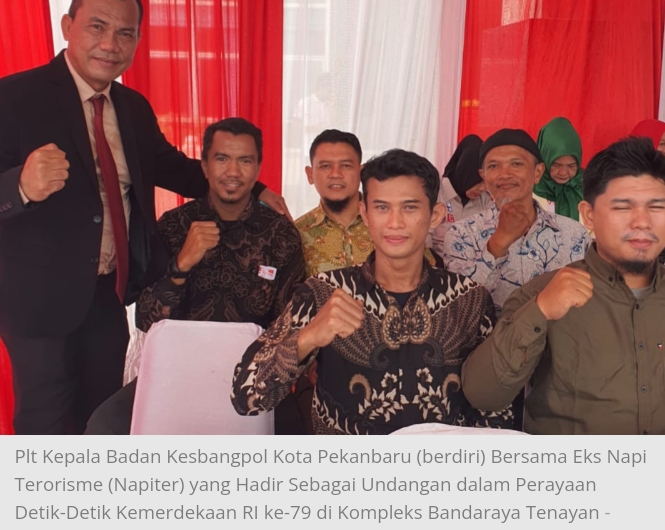 6 Mantan Napi Terorisme di Pekanbaru Ikut Upacara HUT ke-79 RI