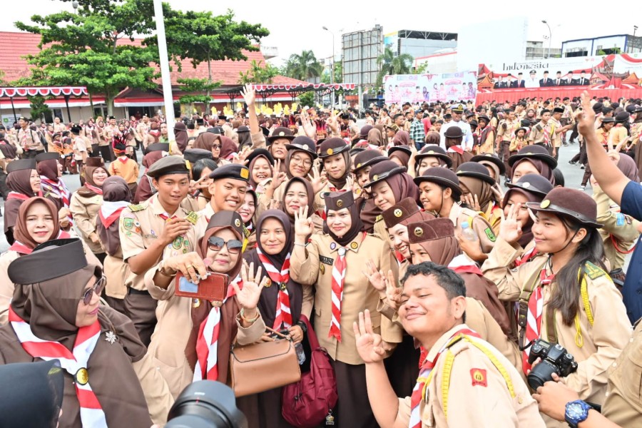 Pimpin Apel HUT Pramuka ke-64, Kasmarni: Pramuka Pilar Ketahanan Bangsa Menuju Indonesia Emas 2045