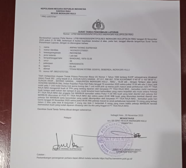 PT TRM Koordinasi ke Ditreskrimum Polda Riau Terkait Laporan Pencurian Sawit