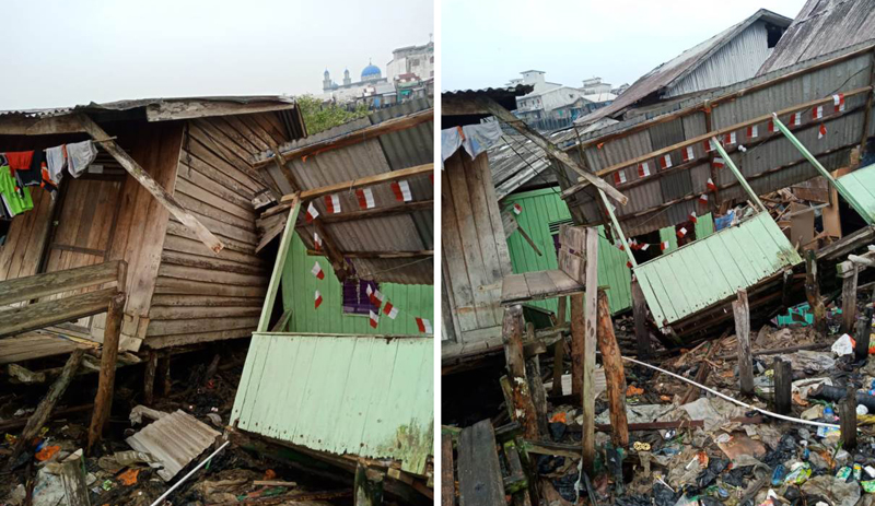 Bencana Tanah Longsor di Kuala Enok Inhil, 5 Rumah Warga Luluh Lantak