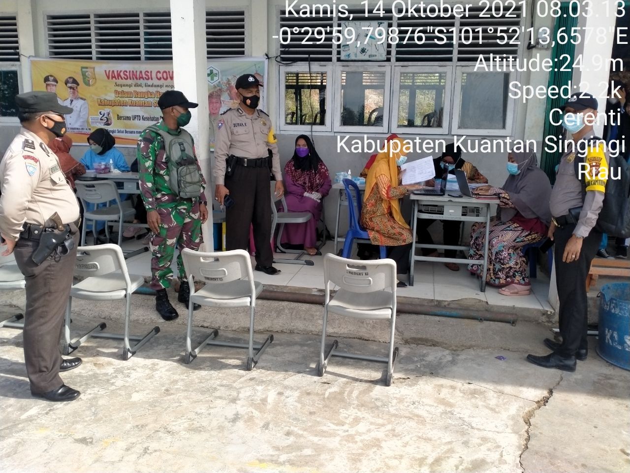 Peran Serta Koramil 06/Cerenti Kodim 0302/Inhu Dalam Kegiatan Vaksinasi Covid-19 Dalam Rangka HUT Kab. Kuansing KE-22.