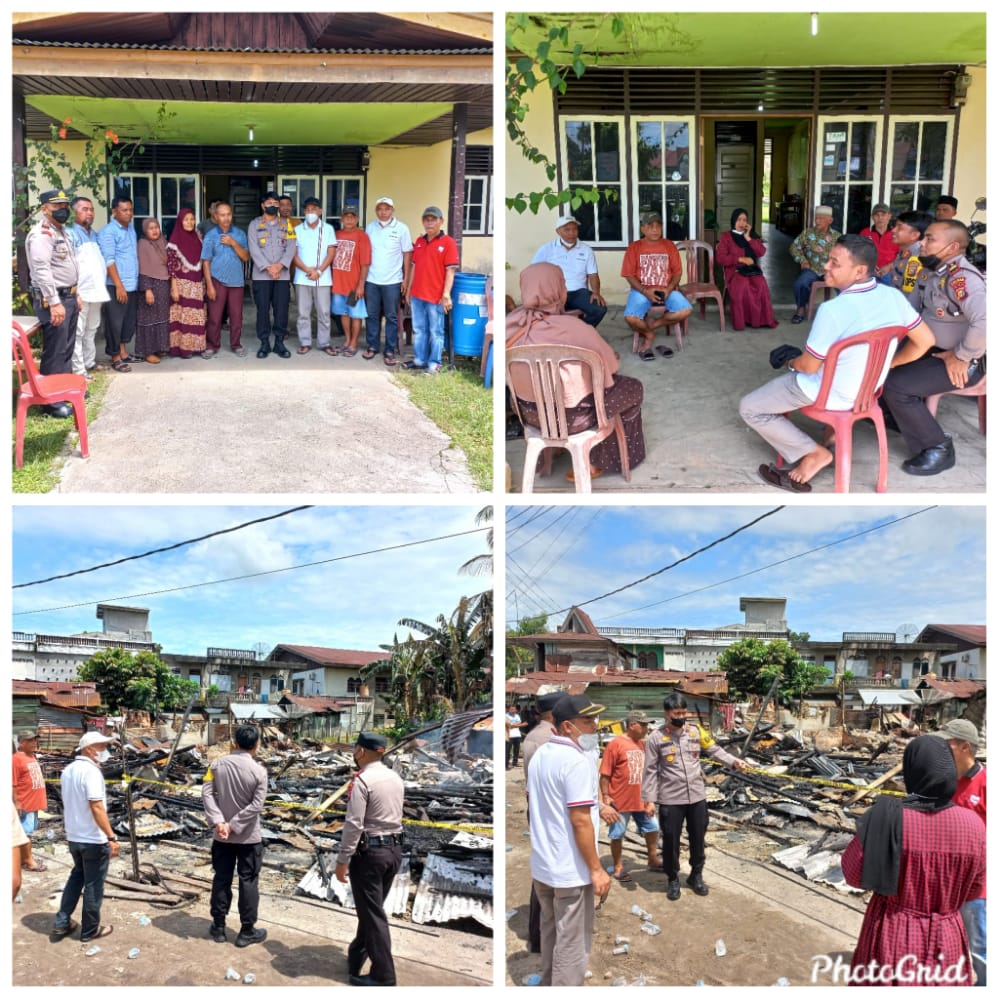 Pasca Kebakaran, Kapolres Kuansing Tinjau Lokasi Sekaligus Menyerahkan Bantuan kepada Korban 