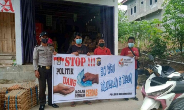Pilkada Serentak 2020, Polsek Kerumutan Giatkan Sosialisasi Tolak Politik Uang