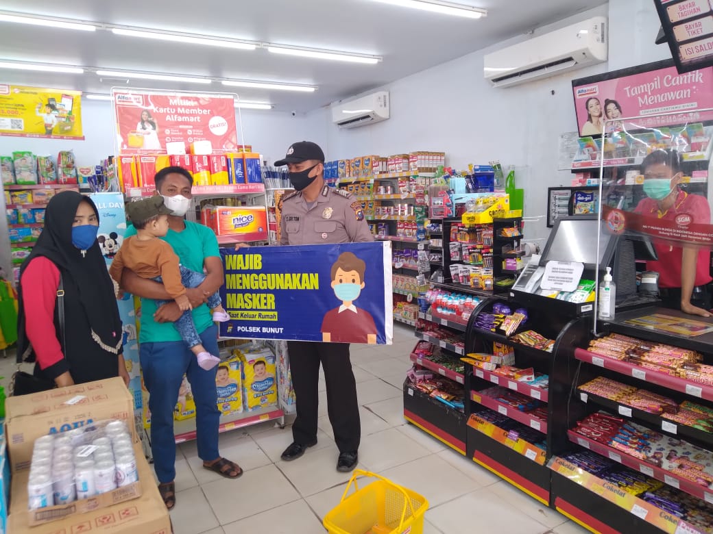 Cegah Covid-19 dan C3, Polsek Bunut Gelar Patroli dan Imbauan Prokes