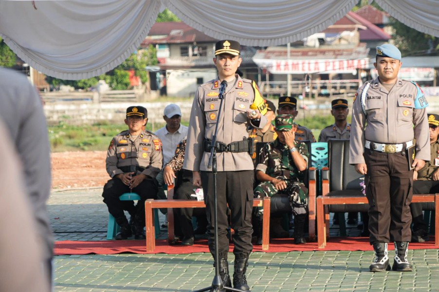 Apel  Gelar Pasukan;  Kapolres Tekankan Pengamanan Humanis, Pawai Takbir Teluk Kuantan Disiapkan Matang