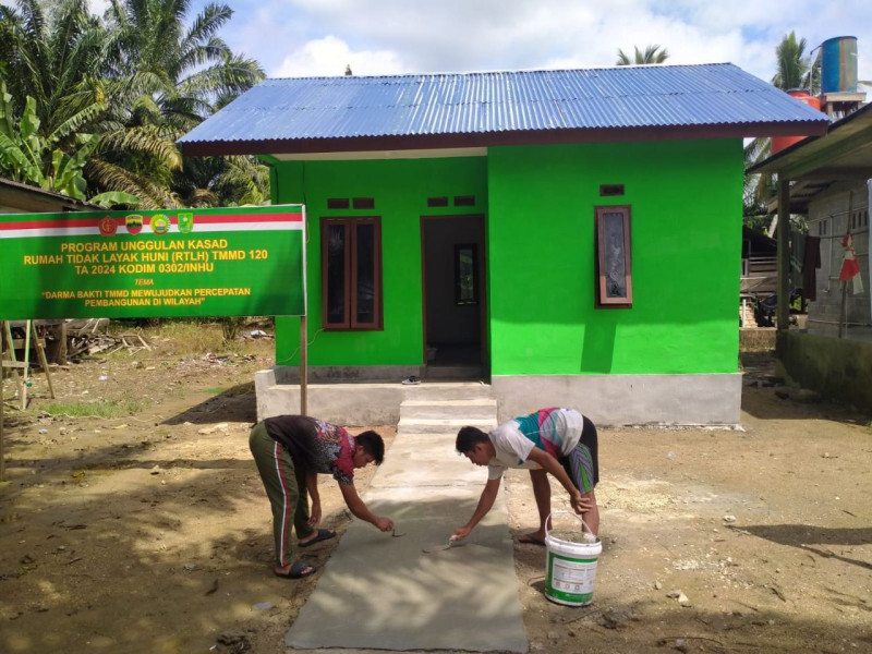 Pembangunan Rumah Layak Huni, Proses Pengerjaan Terus di Kebut Satgas TMMD ke-120 Kodim 0302/Inhu 