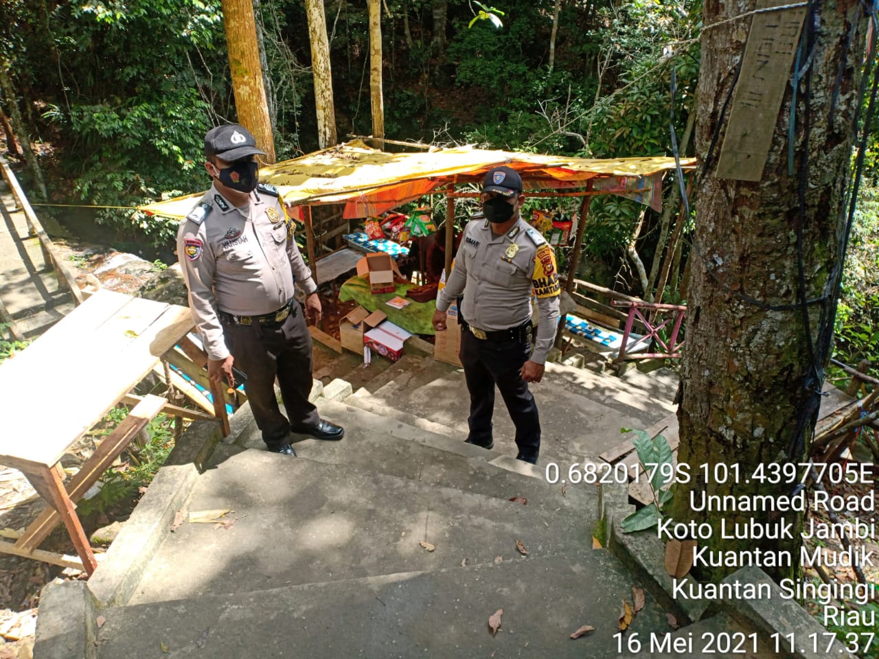 Cegah Penyebaran Covid-19 di Lokasi Wisata/Rekreasi, Jajaran Polres Kuansing Laksanakan himbauan Prokes 5 M dan Pembatasan pengunjung