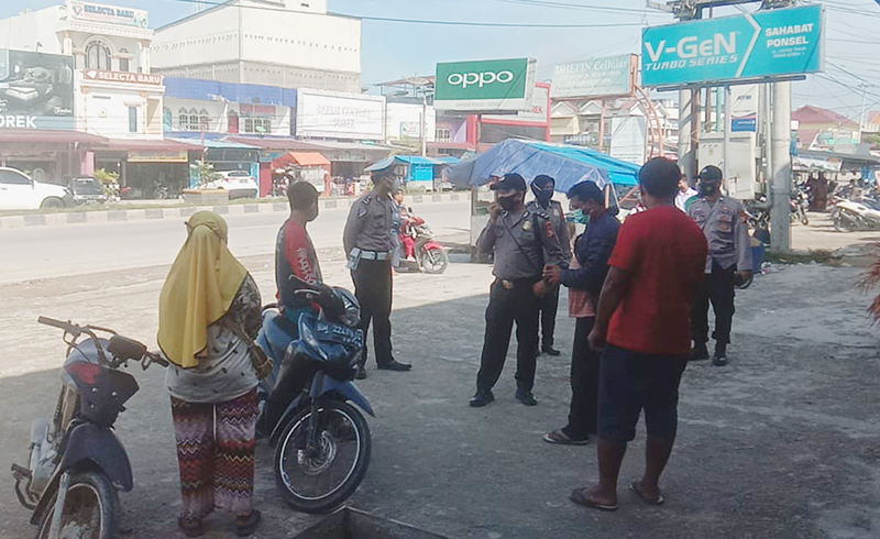 Hindari Penyebaran Covid-19, Polsek Pangkalan Kuras Lakukan Operasi Yustisi Dialogis