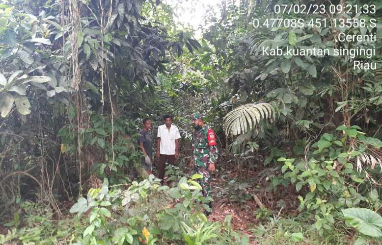 Tingkatkan Pengawasan Karlahut, Babinsa Koramil 06/ Cerenti Dim 0302/ Inhu,Sertu Efison Bersama Warga Laksanakan Patroli di Desa Pulau Panjang Cerenti 