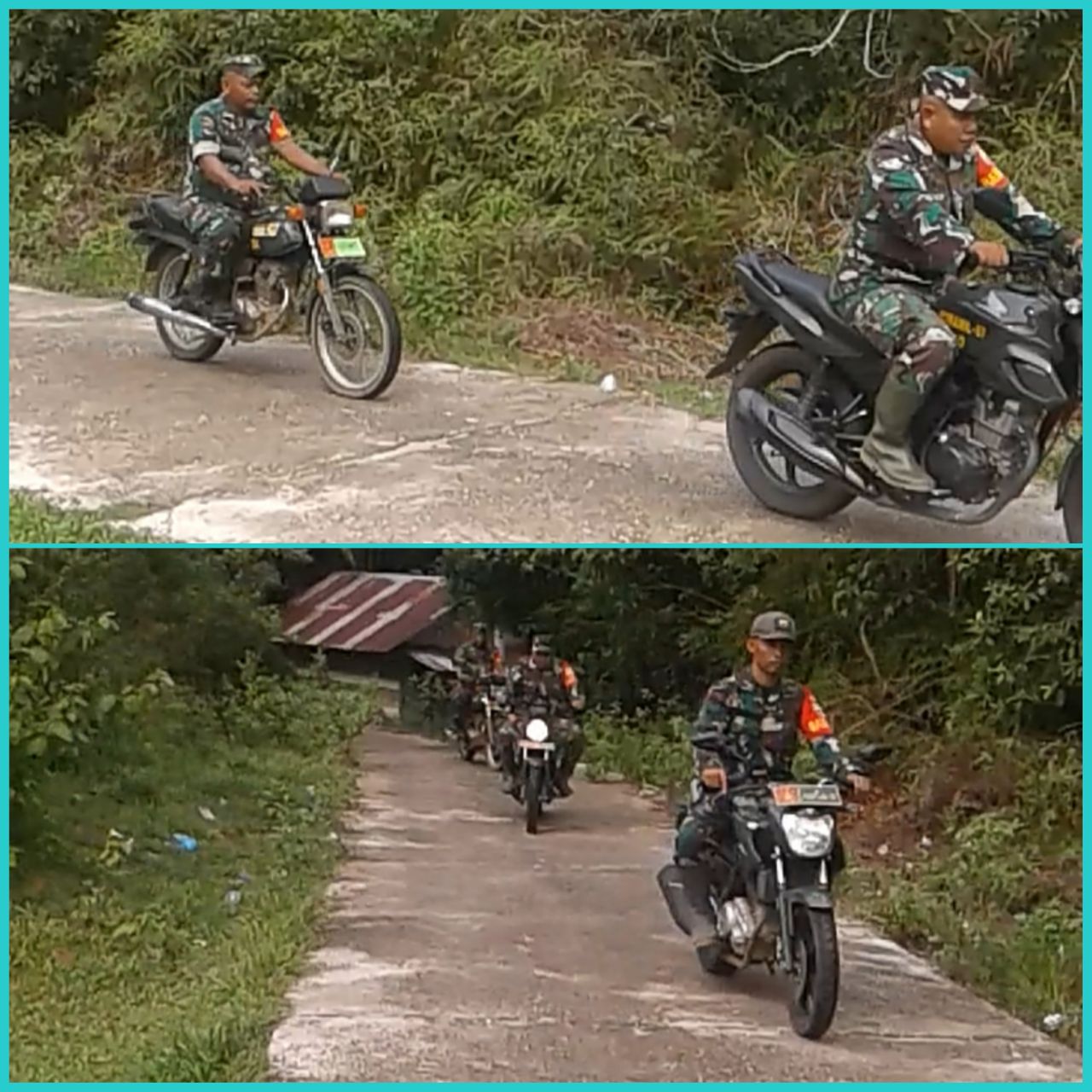 Anggota Koramil 07/Kuantan Hilir Dim 0302/Inhu Serda Ardiman Johari Bersama Anggota Lainnya Patroli Karhutla Di Desa Dusun Tuo.