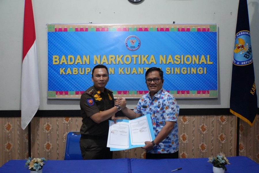 BNN Kuansing Dan SATPOL PP Kabupaten  Kuansing Tandatangani MoU P4GN
