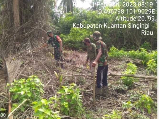 Babinsa Koramil 06/Cerenti Kodim 0302/Inhu Laksanakan Patroli Untuk Cegah Kebakaran Hutan Dan Lahan di Desa Pulau Panjang Cerenti 