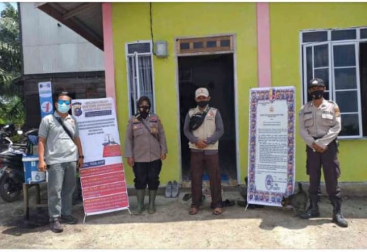 Polwan Polsek Teluk Meranti Periksa Kesiapan Protokol Kesehatan di Tempat Kampanye