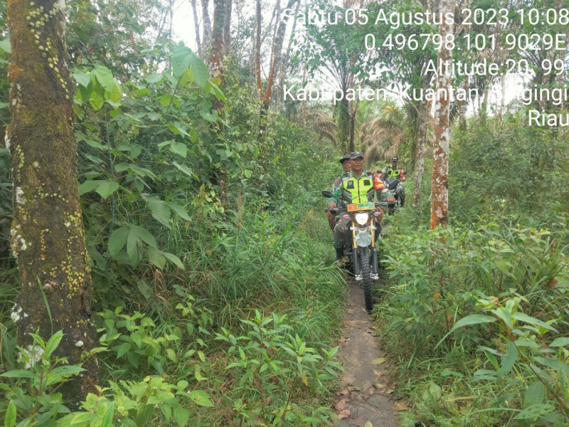 Anggota Babinsa Koramil 06/Cerenti Kodim 0302/Inhu Laksanakan Patroli Untuk Cegah Kebakaran Hutan Dan Lahan
