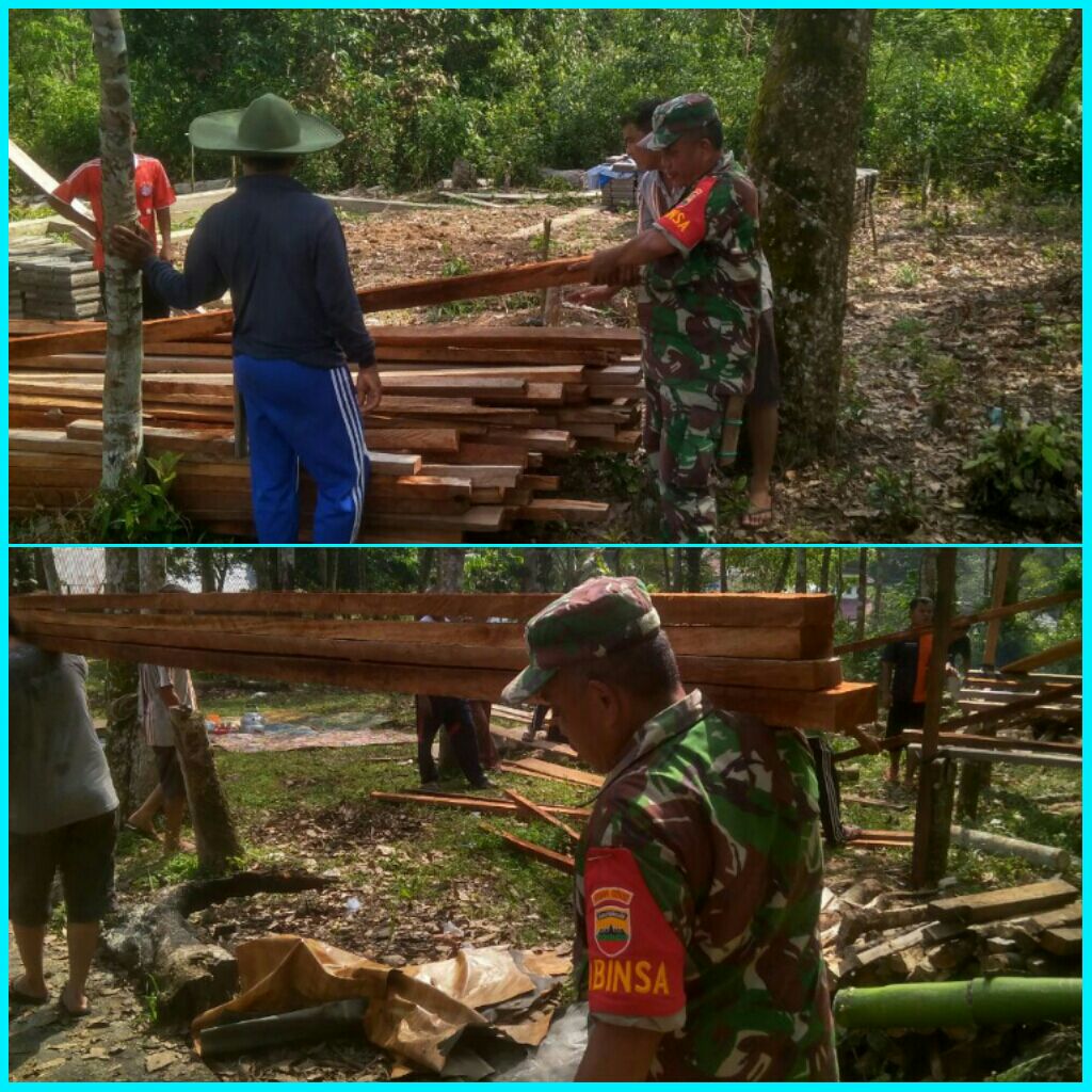 Serda Ardiman Johari Bersama Masyarakat Desa Kepala Pulau Gotong Royong Membuat Surau At Taubah.