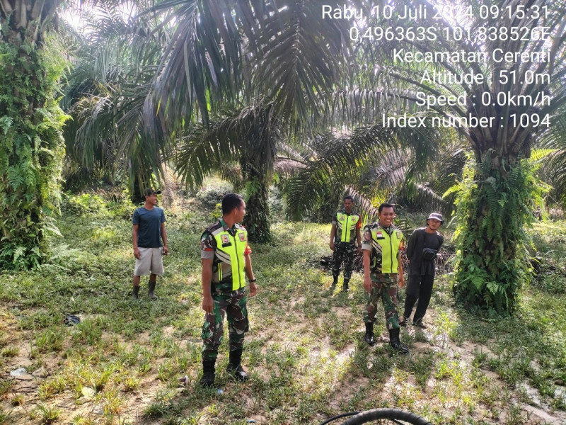 Babinsa Koramil 06/Cerenti Kodim 0302/Inhu Patroli Karhutla Di Tanjung Medan Kecamatan Cerenti Kabupaten Kuansing Riau 