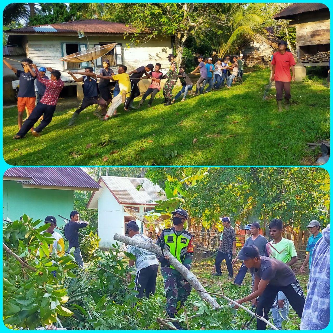 Babinsa Koramil 07/Kuantan Hilir Dim 0302/Inhu Sertu Parman Terus Galakkan Budaya Gotong Royong Bersama Masyarakat Binaannya.