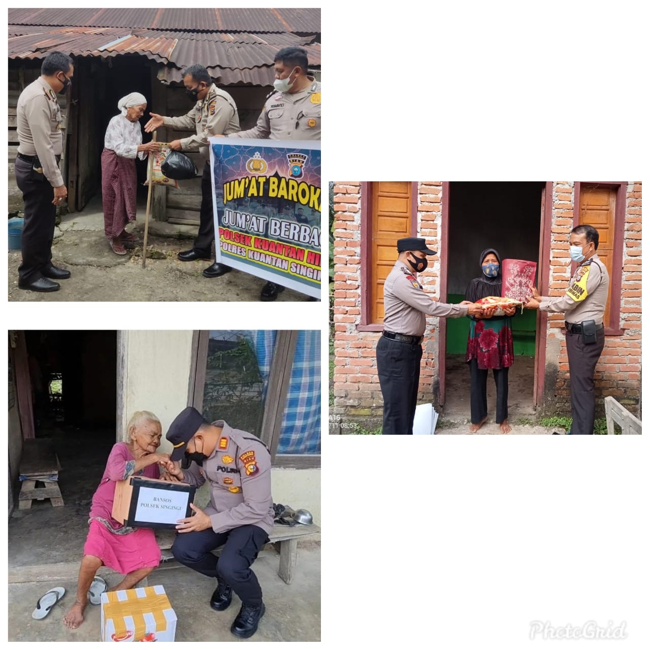 Tiga Polsek Polres Kuansing Beri Santunan Jum'at Barokah Kepada Lansia dan Warga Kurang Mampu