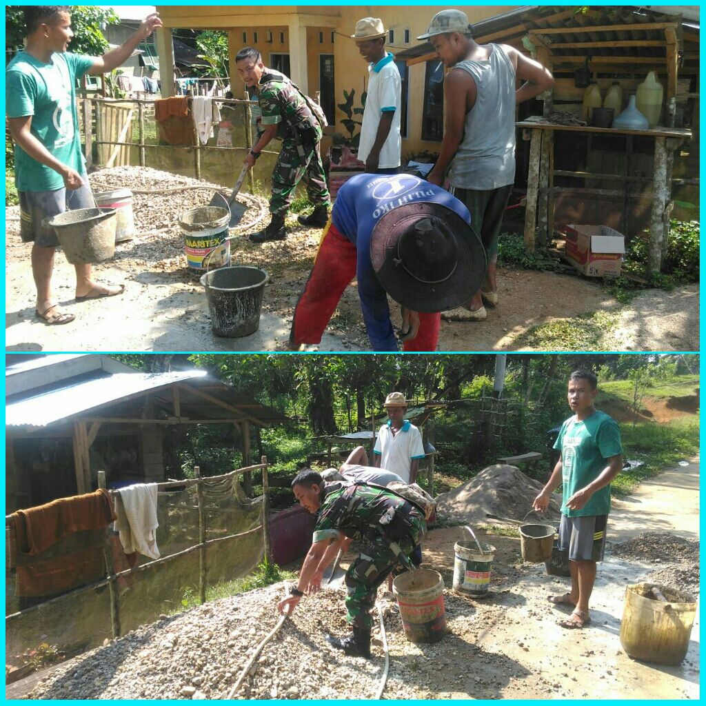 Danposmil 07/Kuantan Hilir Dim 0302/INHU Gotong Royong Bersama Masyarakat Desa Logas Kecamatan Logas Tanah Darat.
