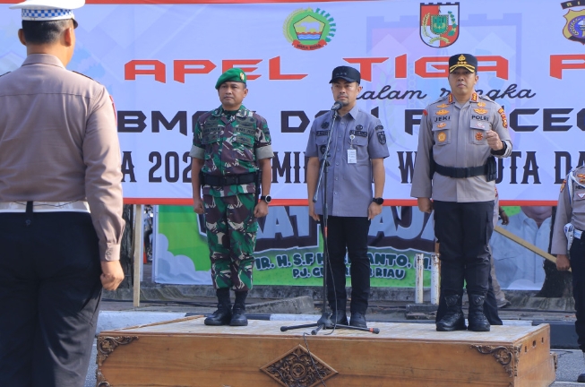 Libatkan 1.637 Personel Gabungan, Pemko Pekanbaru Gelar Apel Tiga Pilar