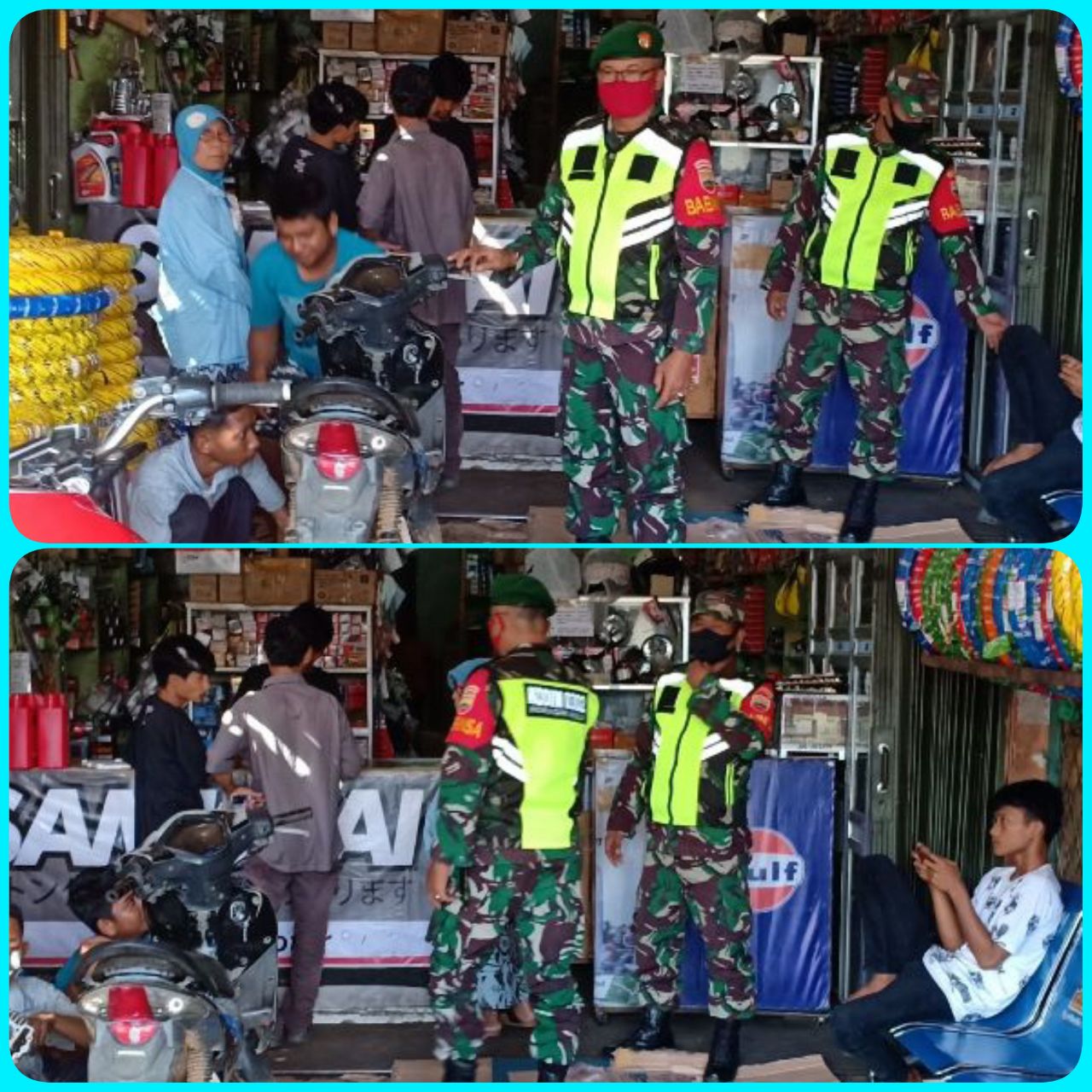 Serda Epy Suanto 07/Kuantan Hilir Dim 0302/Inhu Melakukan Penegakan Disiplin Protokol Kesehatan, Menuju Kehidupan Baru/New Normal.