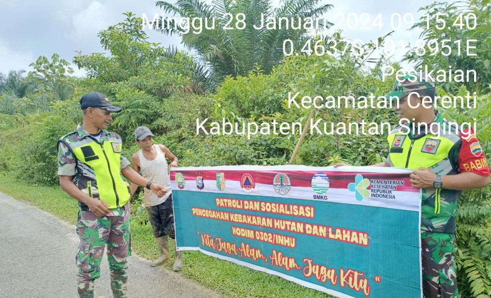 Anggota Koramil 06/Cerenti Kodim 0302/Inhu Laksanakan Sosialisasi Karhutlah