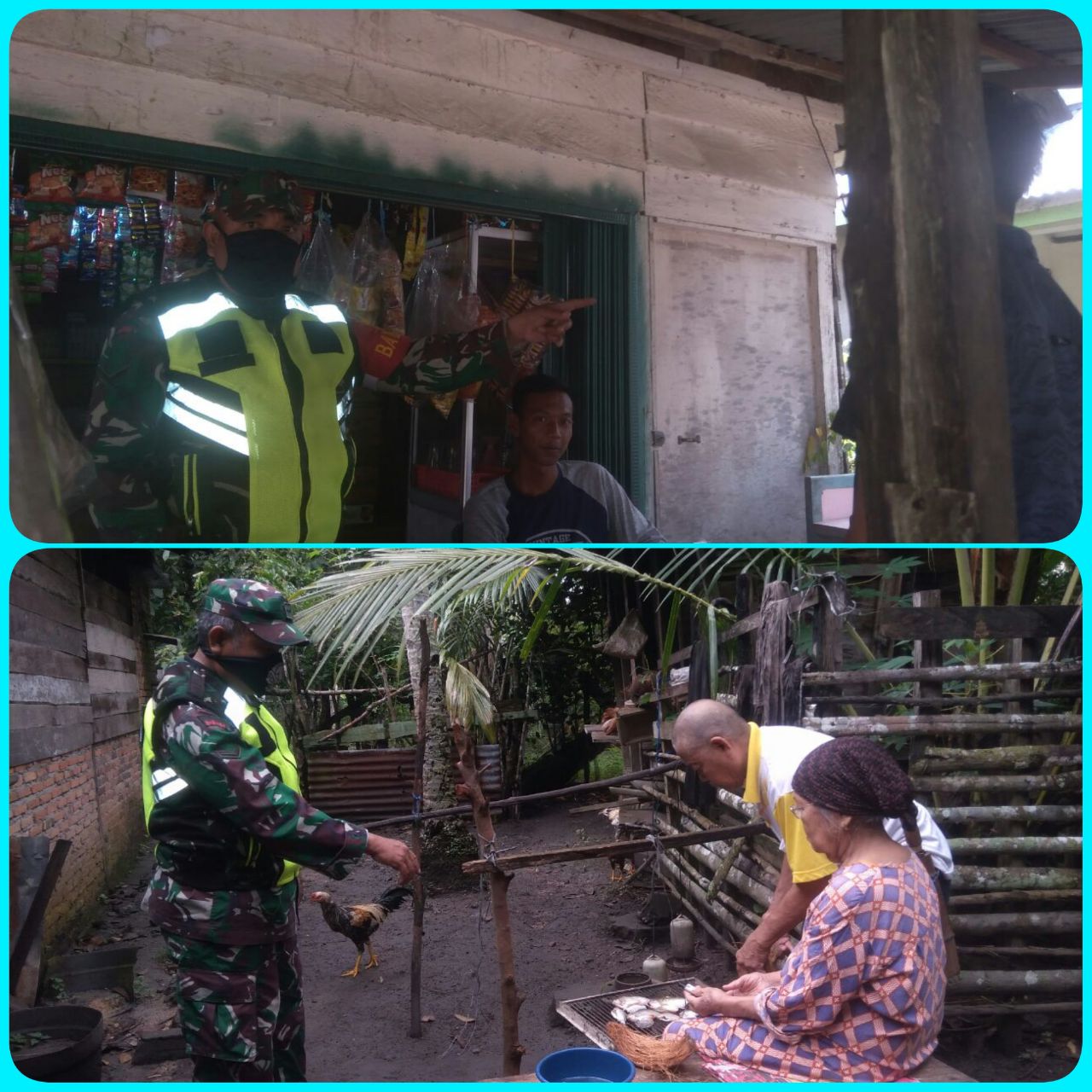 Babinsa Ramil 07/KH Serda Ardiman Johari  Melaksanakan Sosialisasi Bahaya Covid 19 dan wajib Pakai Masker Jika Keluar Rumah.