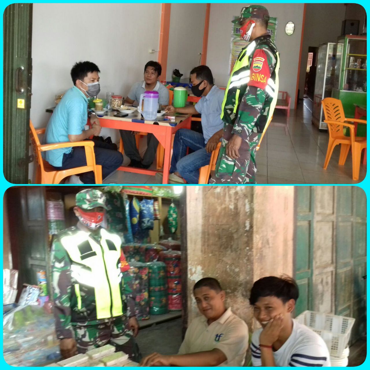 Sertu Darmanto, Anggota Koramil 07/Kuantan Hilir Dim 0302/Inhu Sosialisasikan Wajib Menggunakan Masker Jika Keluar Rumah.